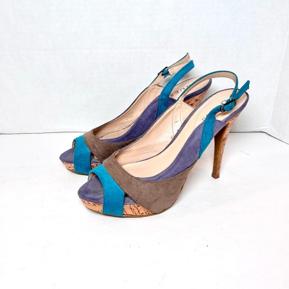 Guess Slingback Sandals Women’s Color Block Suede Blue Size 7.5 - Picture 3 of 8
